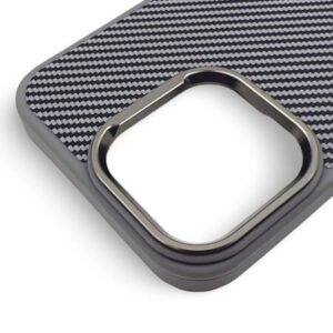 Premium Carbon Кейс за iPhone 13 Pro Max - Titanium Silver - Image 3