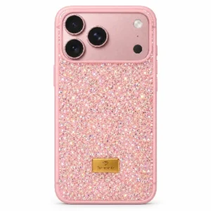 Кейс за телефон с камъни за iPhone 18 Pro – Розов